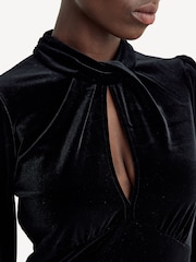 GANNI Black Velvet Jersey Gathered Maxi Dress - Image 10 of 14