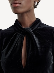 GANNI Black Velvet Jersey Gathered Maxi Dress - Image 12 of 14