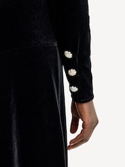 GANNI Black Velvet Jersey Gathered Maxi Dress - Image 13 of 14