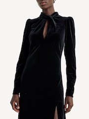 GANNI Black Velvet Jersey Gathered Maxi Dress - Image 9 of 14
