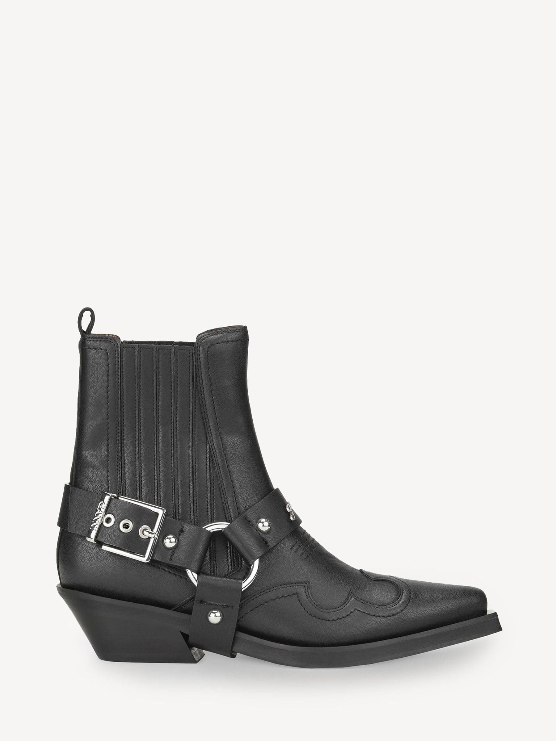 Ganni Women's Black Fitted Chelsea Western Boots