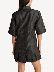 GANNI Black Textured Cloque Pleated Mini Dress - Image 2 of 4
