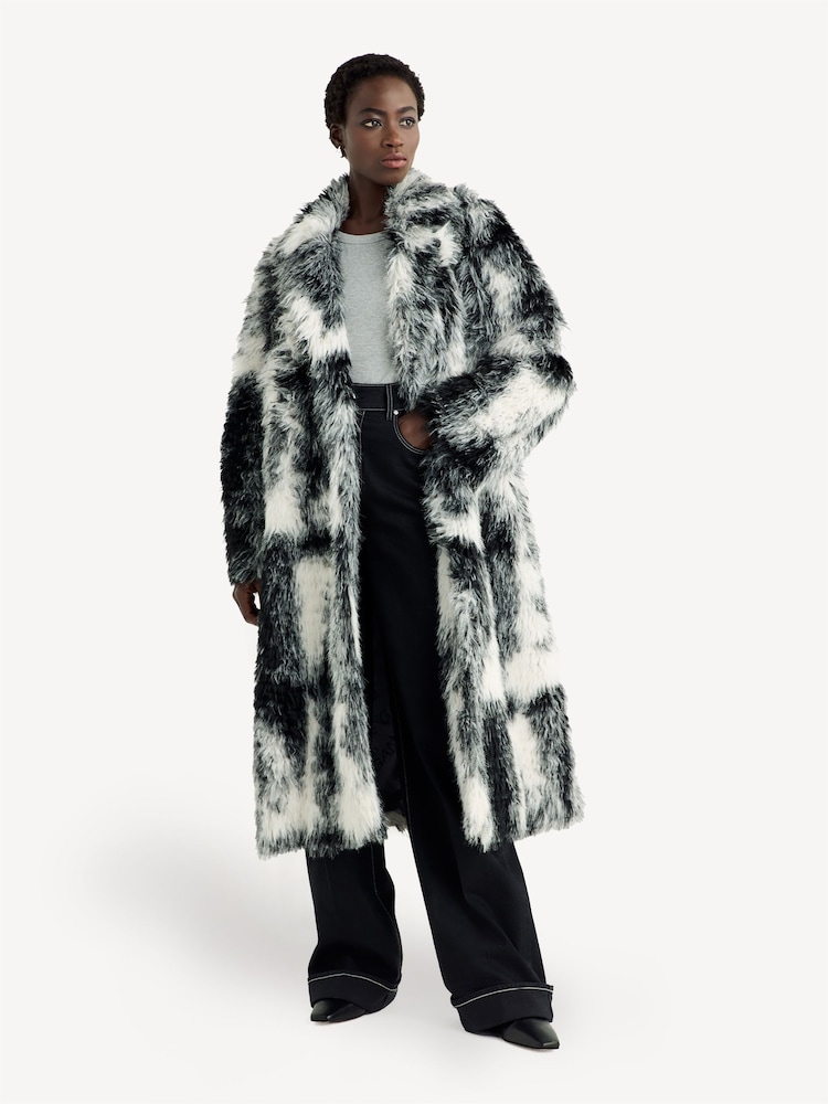 GANNI Black Faux Fur Coat - Image 1 of 6