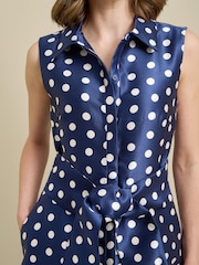 Gina Bacconi Blue Romi Polka Dot Belt Tie Maxi Dress - Image 4 of 6