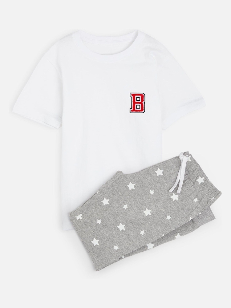 Dollymix Kids Personalised Monogram Matching White Pyjamas - Image 1 of 3