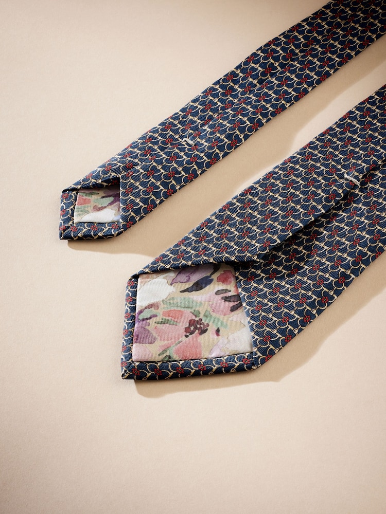 Navy Blue/Yellow Link Signature Made In Italy Design Tie - Image 4 of 4