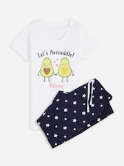 Dollymix Personalised Lets Avocuddle White Pyjamas - Image 1 of 2