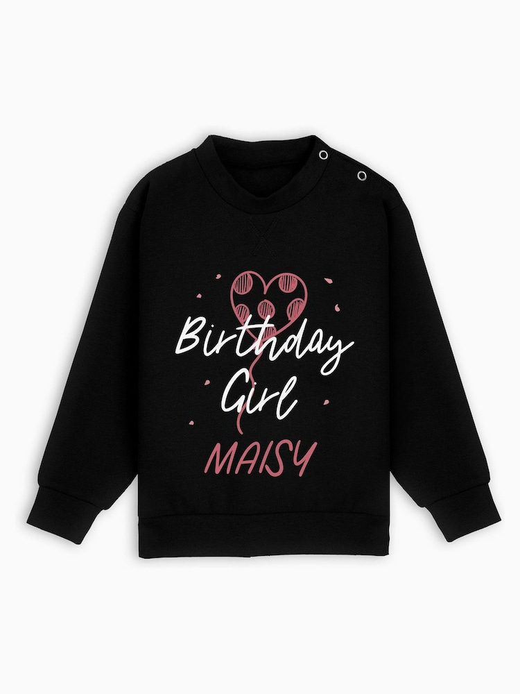 Dollymix Girls Personalised Birthday Black Sweatshirt - Image 1 of 3
