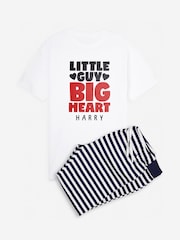 Dollymix Personalised Little Guy Big Heart White Pyjamas - Image 1 of 3