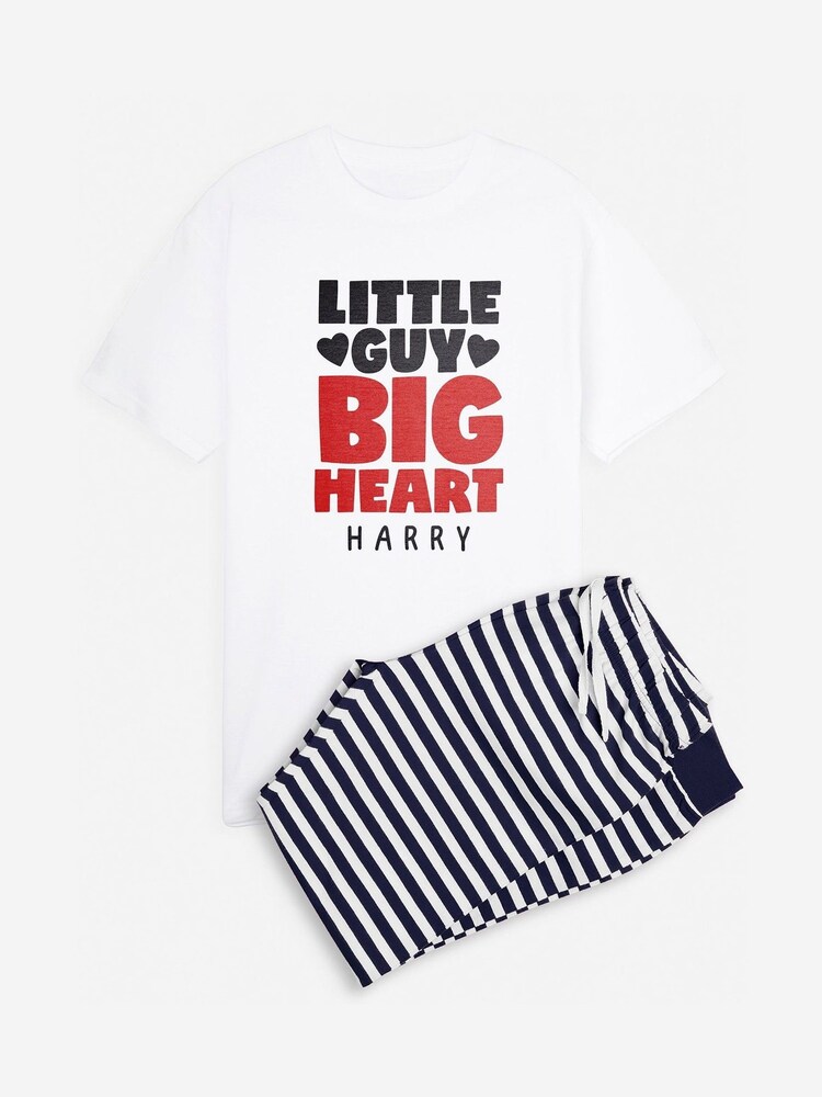 Dollymix Personalised Little Guy Big Heart White Pyjamas - Image 1 of 3