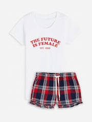 Dollymix Female Personalised The Future 100% Cotton White Pyjama Shorts Set - Image 1 of 3