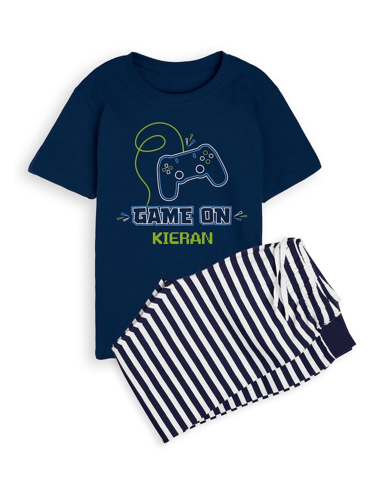 Dollymix Boys Blue Personalised Game On Pyjamas - Image 1 of 3