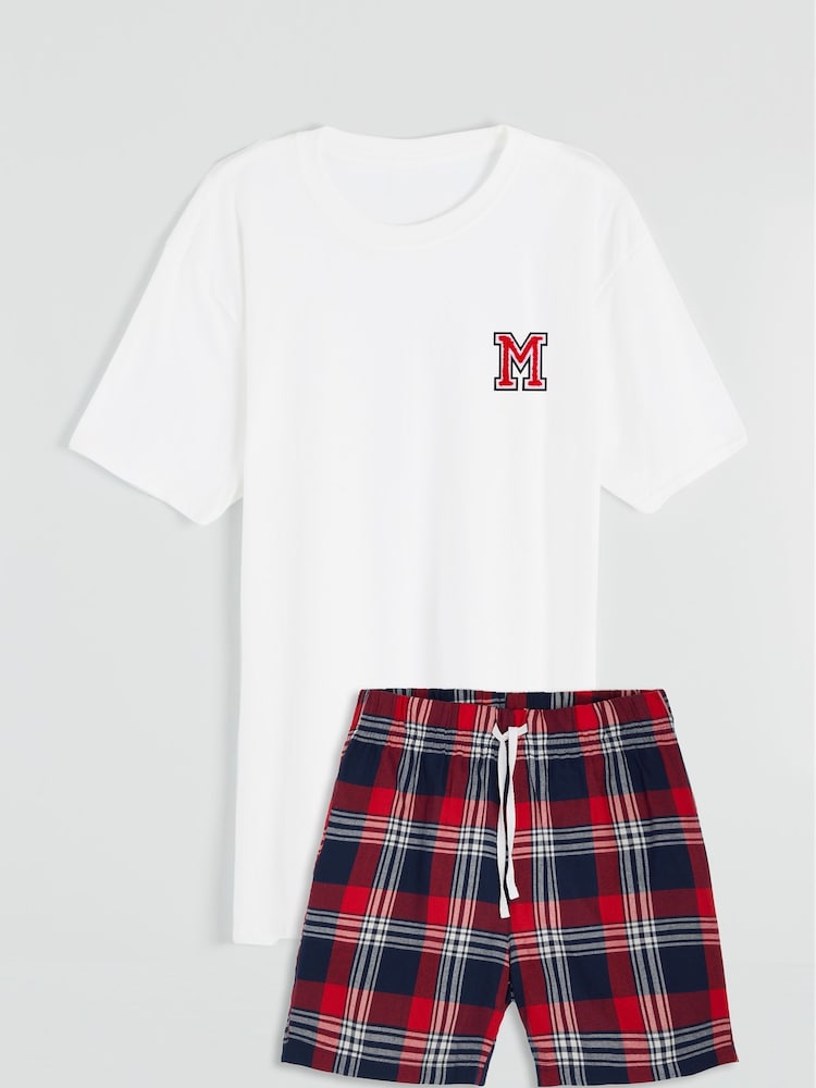 Dollymix Mens Personalised Monogram Pyjama Shorts Set - Image 1 of 3