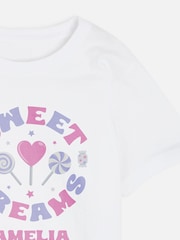 Dollymix Girls Personalised Sweet Dreams White Pyjamas - Image 2 of 3