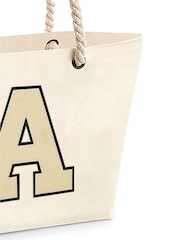Personalised Large Letter Monogrammed Beach 100% Cotton Bag by Alphabet - Image 2 of 2