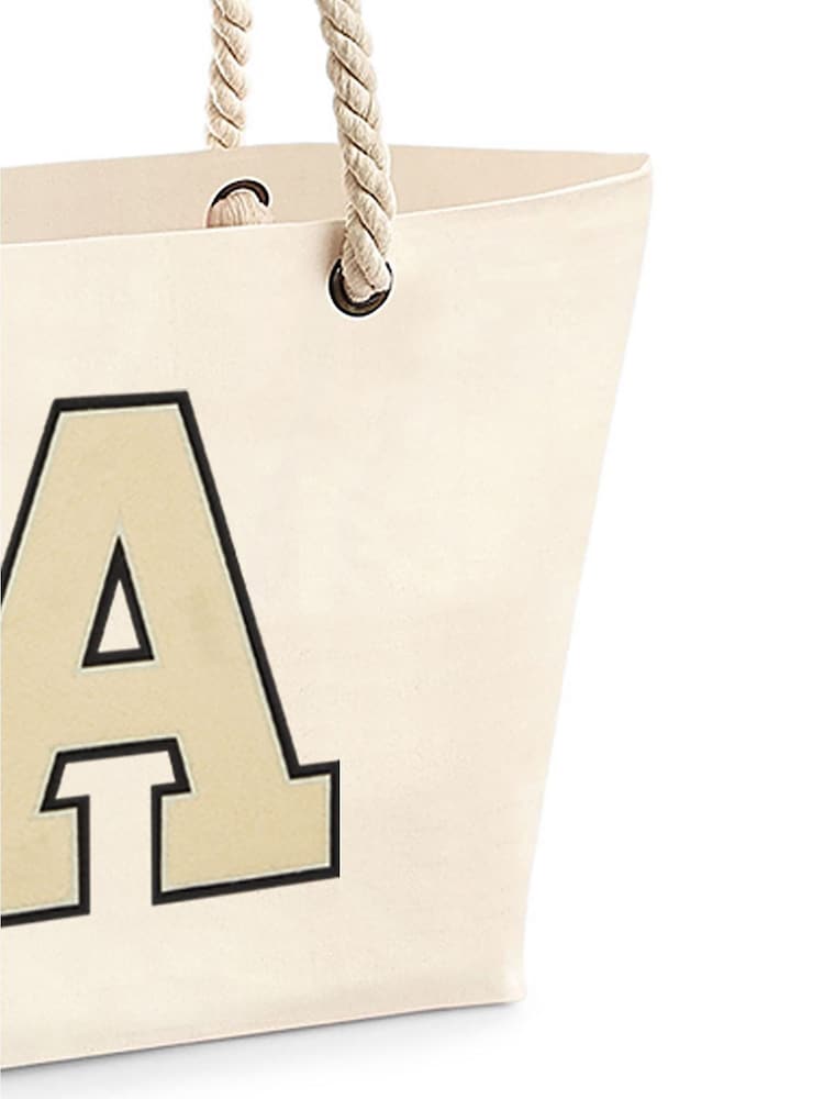 Personalised Large Letter Monogrammed Beach 100% Cotton Bag by Alphabet - Image 2 of 2