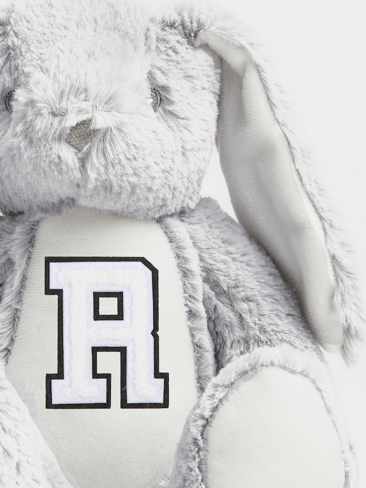 Grey Personalised Soft Plush Mini Bunny by Alphabet - Image 2 of 3 Grey Personalised Soft Plush Mini Bunny by Alphabet - Image 2 of 3