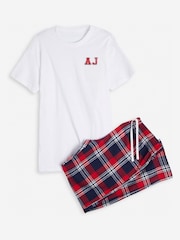 Alphabet Ladies Red Personalised Monogrammed Tartan 100% Cotton Pyjamas - Image 1 of 4