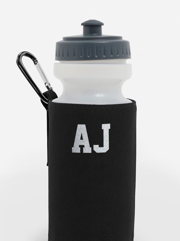 Personalised Black Water Bottle and Holder Set by Dollymix - Image 1 of 4