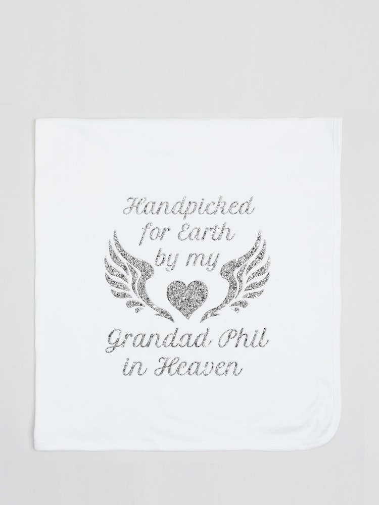 Personalised Handpicked for Earth 100% Cotton White Blanket by Dollymix - Image 1 of 7