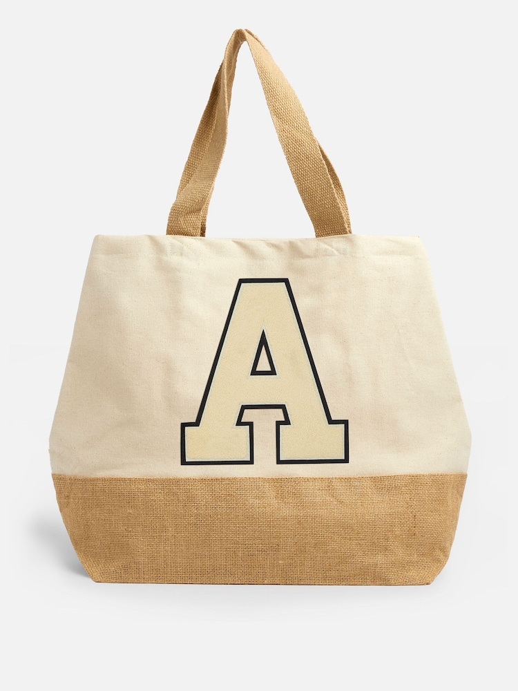 Personalised Large Letter Monogrammed Beach 100% Cotton Bag by Alphabet - Image 1 of 3