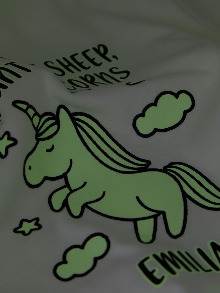 Dollymix Pink Personalised Glow In The Unicorn 100% Cotton Pyjamas - Image 4 of 4