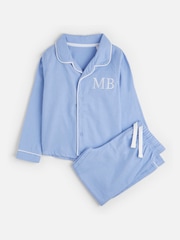 Dollymix Blue Personalised Long Sleeve 100% Cotton Pyjamas Set - Image 1 of 3