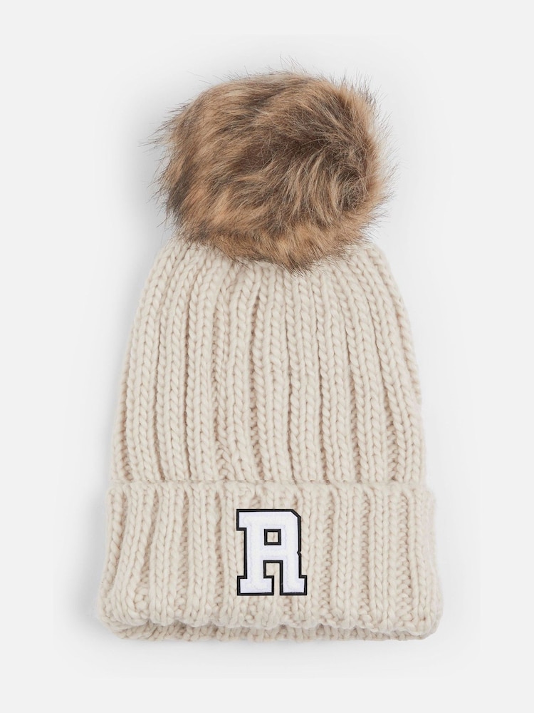 Dollymix Adults Personalised Monogram Faux Fur Pom Beanie Hat - Image 1 of 5