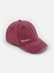 Red Personalised Vintage Washed 100% Cotton Baseball Cap by Dollymix - Image 1 of 3