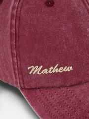 Red Personalised Vintage Washed 100% Cotton Baseball Cap by Dollymix - Image 3 of 3