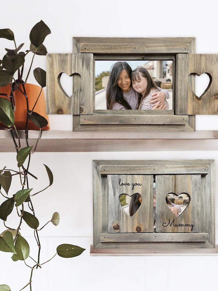 Natural Personalised Hand Painted Heart Shutter Photo Frame by Jonnys Sister - Image 1 of 5
