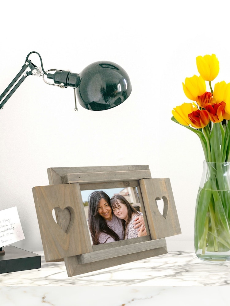 Natural Personalised Hand Painted Heart Shutter Photo Frame by Jonnys Sister - Image 2 of 5