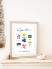 Mothers Day Grey Personalised Illustrated Framed Print by Jonnys Sister - Image 2 of 3