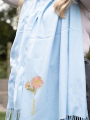 Jonnys Sister Personalised Embroidered Birth Flower Pashmina Scarf - Image 1 of 4