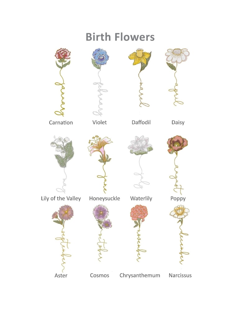 Jonnys Sister Personalised Embroidered Birth Flower Pashmina Scarf - Image 4 of 4