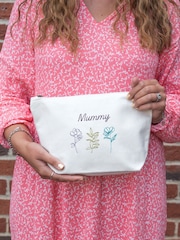 Jonnys Sister Cream Personalised Large Embroidered Makeup 100% Cotton Bag - Image 1 of 4