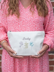 Jonnys Sister Cream Personalised Large Embroidered Makeup 100% Cotton Bag - Image 2 of 4