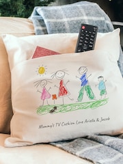 Mothers Day Cream Personalised Hand Drawn Pocket 100% Cotton Cushion by Jonnys Sister - Image 1 of 3