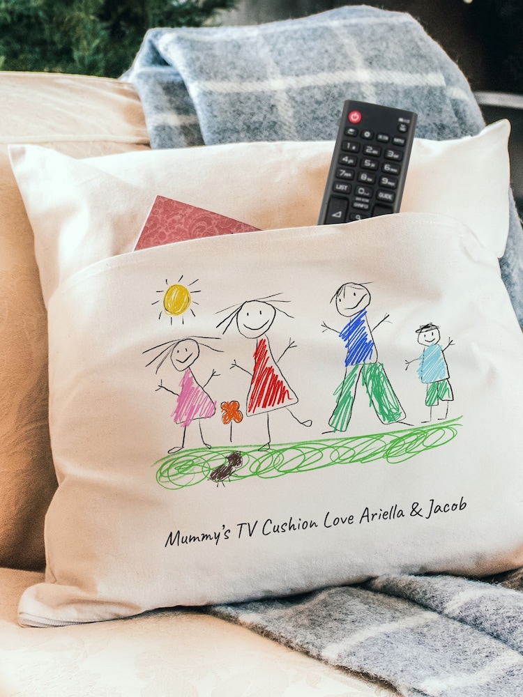 Mothers Day Cream Personalised Hand Drawn Pocket 100% Cotton Cushion by Jonnys Sister - Image 1 of 3