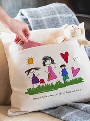 Mothers Day Cream Personalised Hand Drawn Pocket 100% Cotton Cushion by Jonnys Sister - Image 2 of 3