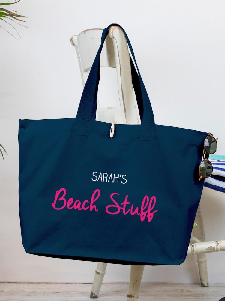 Personalised Canvas Beach Bag by Jonnys Sister - Image 1 of 3
