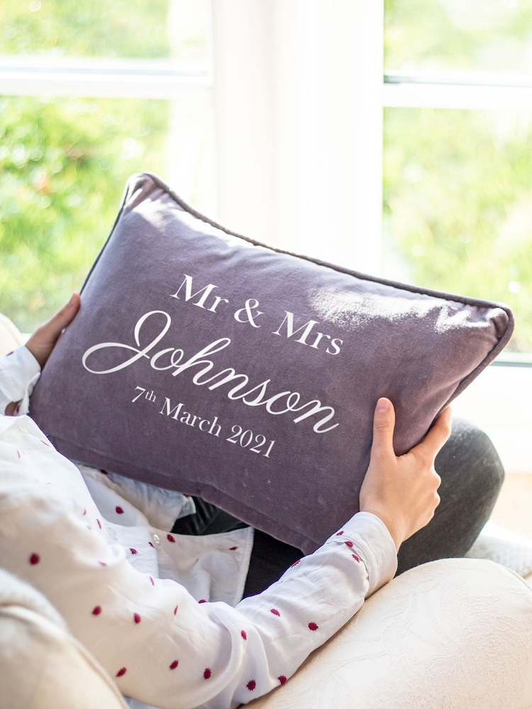 Grey Personalised Wedding Cushion by Jonnys Sister - Image 2 of 4