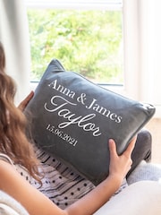 Grey Personalised Wedding Cushion by Jonnys Sister - Image 3 of 4