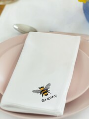 Set of 4 Personalised Embroidered Bee 100% Cotton Napkin by Jonnys Sister - Image 2 of 3
