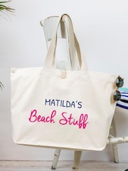 Personalised Canvas Beach Bag by Jonnys Sister - Image 1 of 3