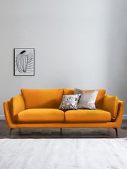 Barker and Stonehouse Mustard Yellow Boone Velvet 3 Seater Sofa - Image 1 of 5