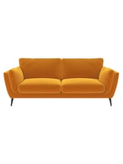 Barker and Stonehouse Mustard Yellow Boone Velvet 3 Seater Sofa - Image 2 of 5