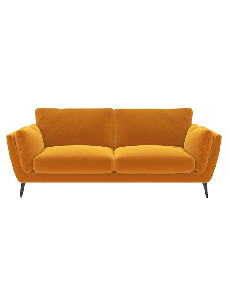 Barker and Stonehouse Mustard Yellow Boone Velvet 3 Seater Sofa - Image 2 of 5