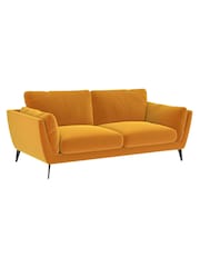 Barker and Stonehouse Mustard Yellow Boone Velvet 3 Seater Sofa - Image 3 of 5