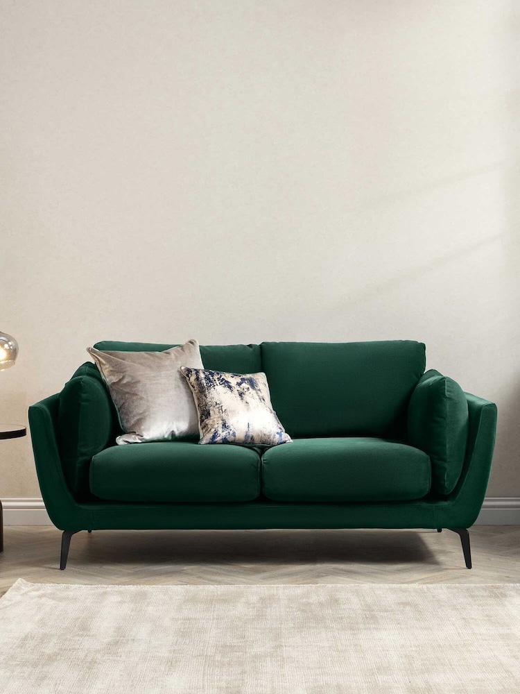 Barker and Stonehouse Green Boone Velvet 2 Seater Sofa - Image 1 of 5